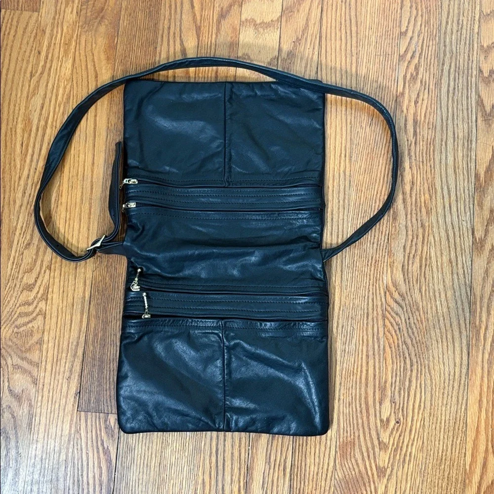 Maple‎ Leather Company Saddlebag Crossbody Bag Purse Black Buttery Soft Leather